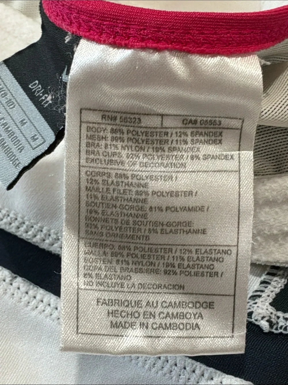 Nike Fitted T-back Tank Top White/Black/Hot Pink Sz M